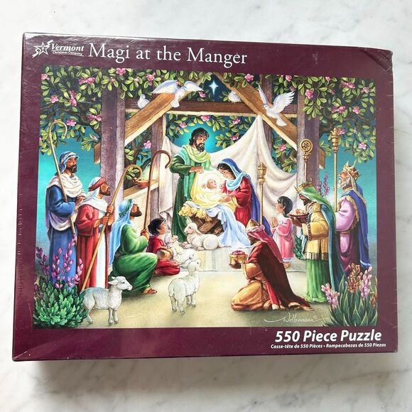 Vermont Christmas Magi at the Manger 550 Piece Jigsaw Puzzle 24 x 18 NEW - Picture 1 of 5